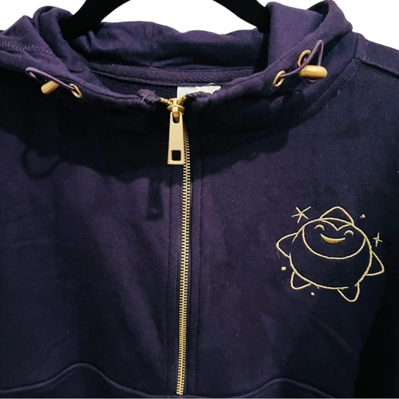 Disney Hoodie Womens Purple Gold Wish Star Look Up Half Zip Size Small - Picture 3 of 8